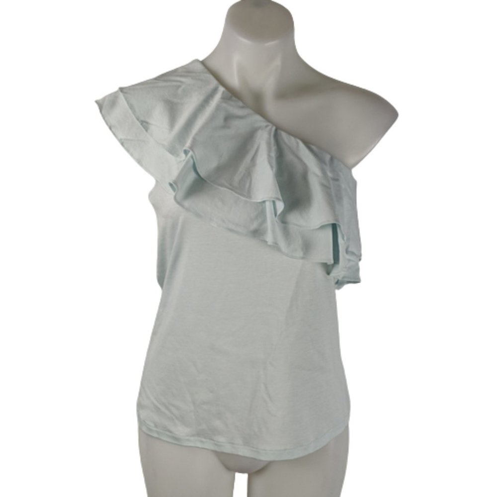 Witchery Women's Top Size L One Shoulder Ruffle Blue Daze NEW RRP $59.95 - Picture 1 of 9